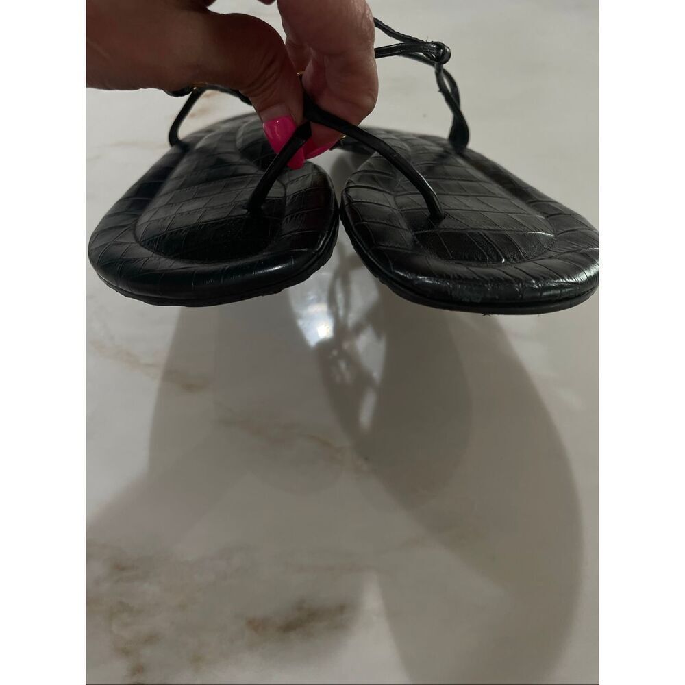 Tory Burch Croc Embossed Footbed Leather Thong strap sandals size 9.5 - Picture 6 of 7